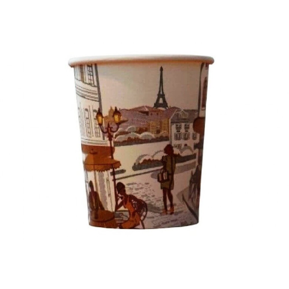 Pahare din Carton 4 Oz Model City Life (100 ml), 100 Buc/Bax - Pahare pentru Bauturi Calde, Pahare Vending si TO GO